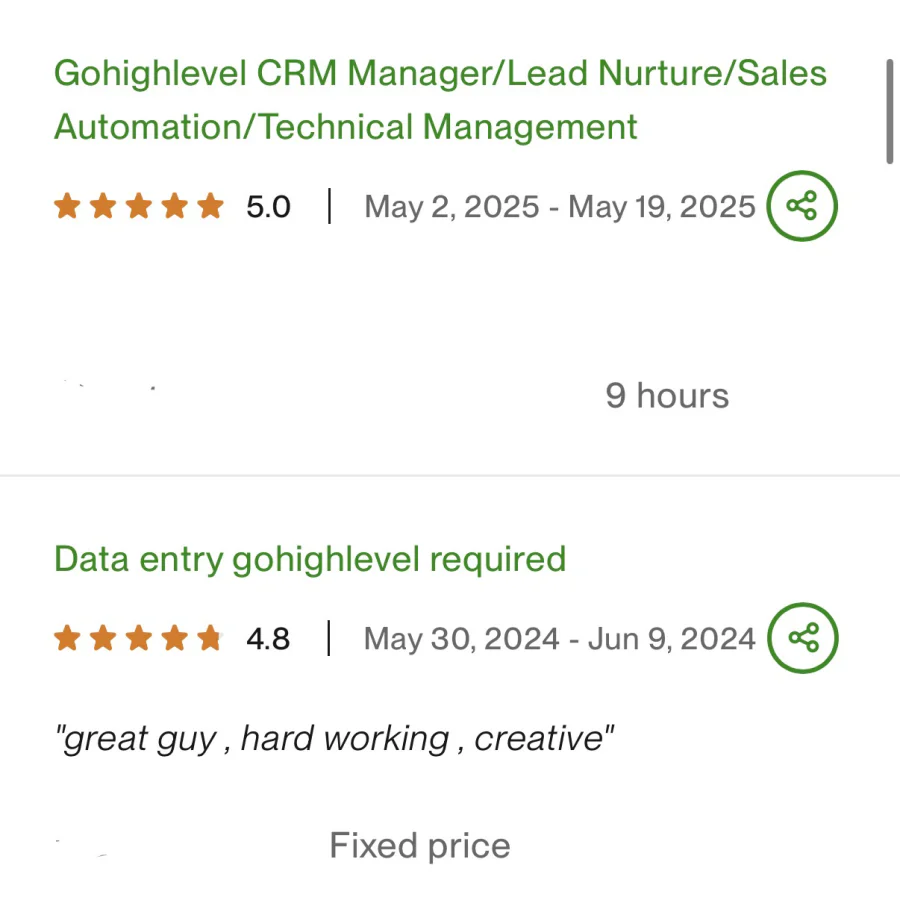 تقييمان إضافيان 5.0 و4.8 على Upwork